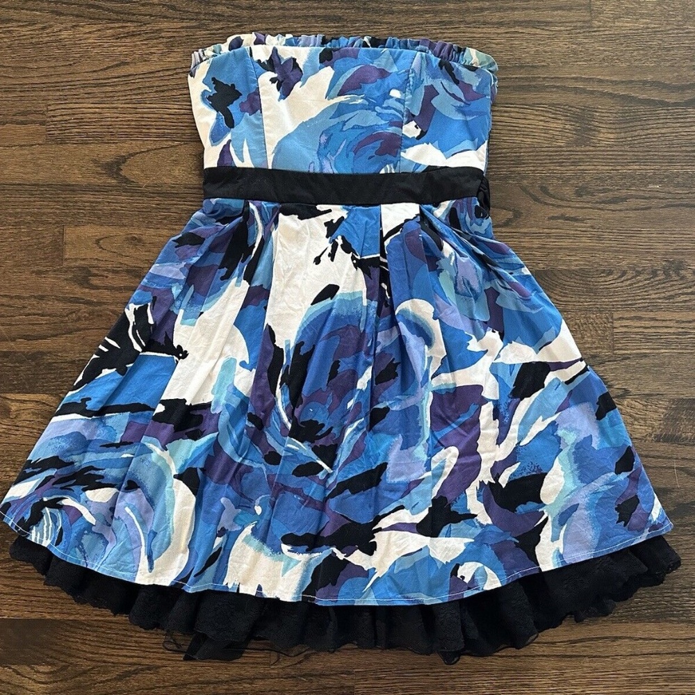 CITY STUDIO Strapless Blue Mini Party Fit + Flare Cocktail Party Dress Womens 9